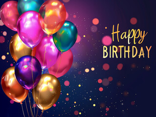 Elegant Birthday Card with Gold and Silver Balloons