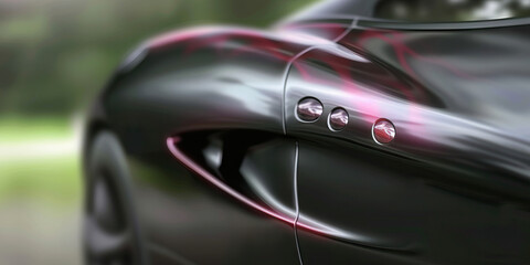 Naklejka premium A sleek black logo, accented with fiery red lines, catches the eye of passersby, promising quality and expertise.