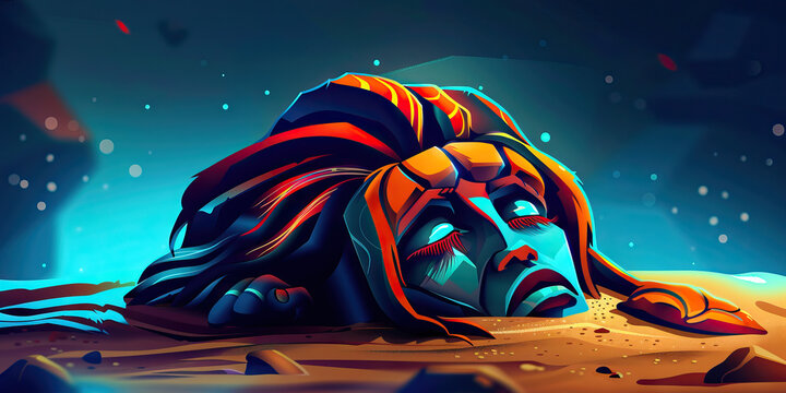 A whimsical bronze statuette, resting atop a bed of soft, sandy beige sand, invites beachgoers to explore their creative side