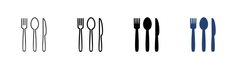 spoon and fork icon set. spoon, fork and knife icon vector. restaurant icon