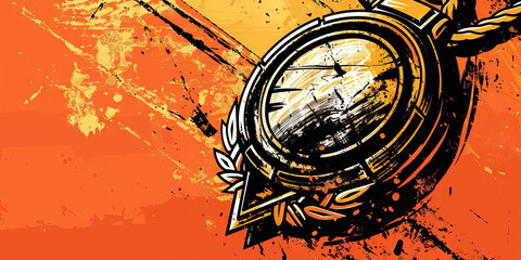 A gleaming silver medal, hanging against a soft peach background, offers a touch of warmth and serenity amidst the chaos of victory.