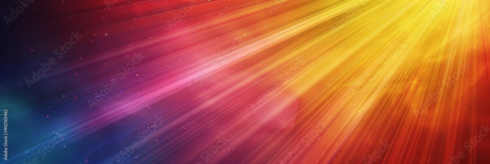 Poster abstract gradient background with radiant light beams in vibrant spectrum hues, creating dazzling vi