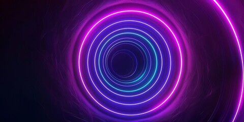 Dynamic neon light tunnel with concentric circles in vibrant colors creating an immersive, futuristic feel.