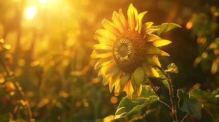 Naklejka premium Field of blooming sunflowers
