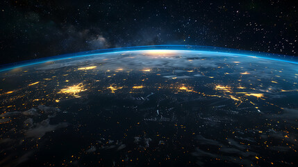 Fototapeta premium Planet earth from the space at night . 3d render