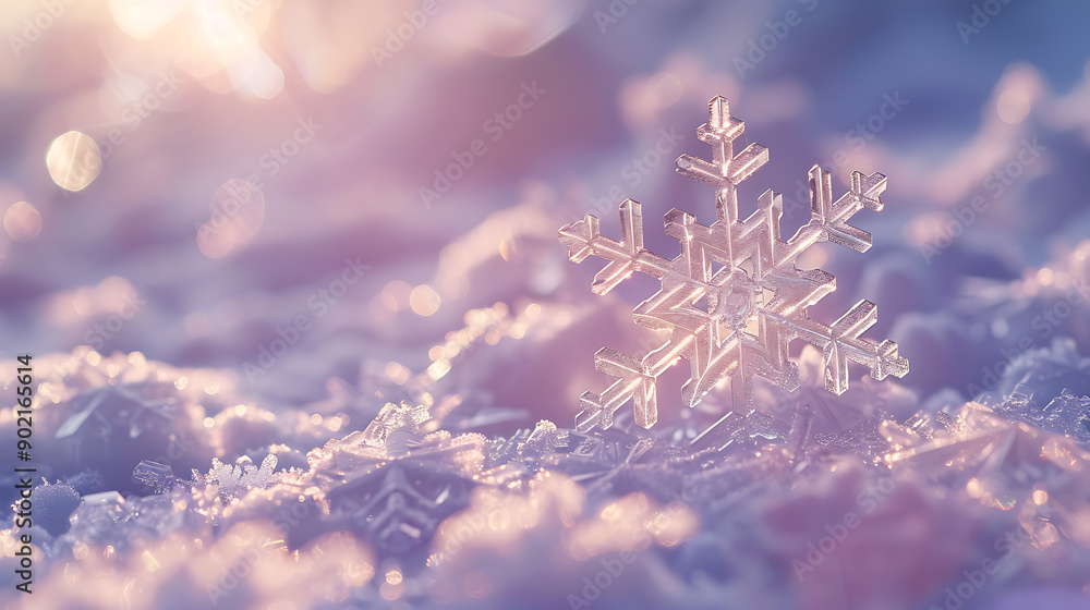 Poster snowflake on snow