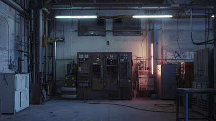 Naklejka premium Montage von Schaltschränken // Installation in HiTech factory
