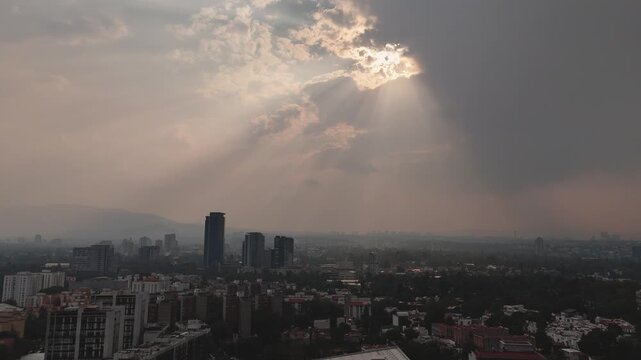 Air pollution contingency day in Mexico City, drone views