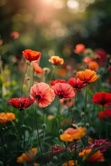 Obraz premium Vibrant Wildflowers in a Sunlit Field