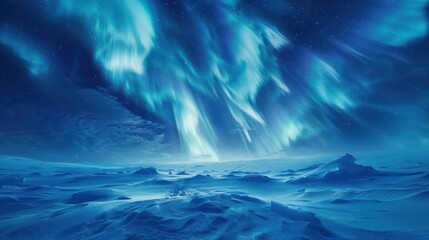 Naklejka premium Stunning Aurora Borealis Display Over Frozen Arctic Landscape, Breathtaking Northern Lights Photography
