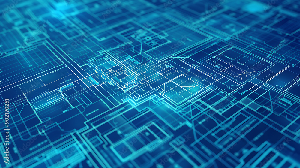 Poster Clean architecture Floor plan background blueprint style abstract
