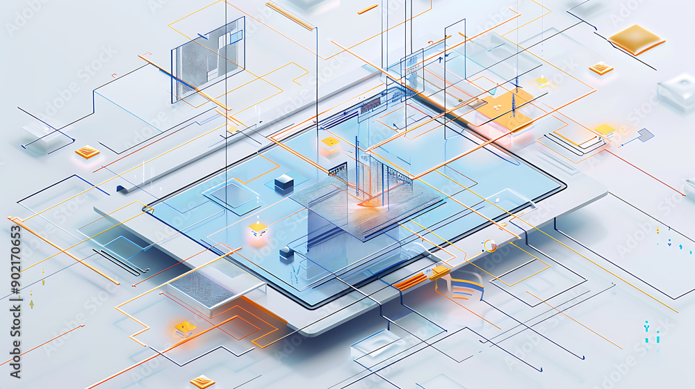Poster diagrams projecting from tablet