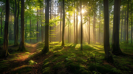 Naklejka premium Panoramic beautiful deep forest waterfall in Thailand