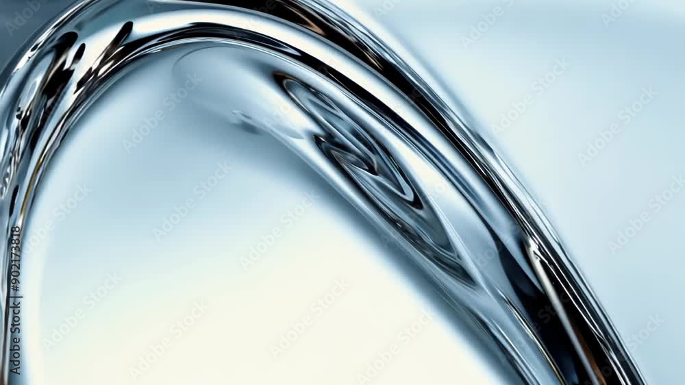 Poster mesmerizing flow of silver liquid at twilight in a serene oasis. generative ai