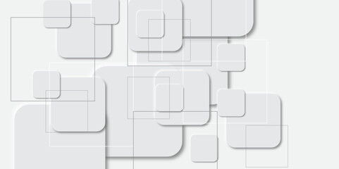 Abstract background with grey tone of many square and rectangles shapes on white background with decorative elements in Neomorphs style with copy space. You can use for add, poster, design artwork.	