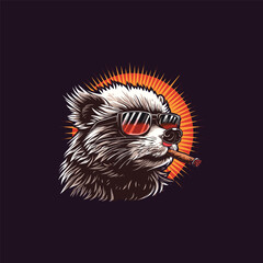 vector illustration of a unique Hedgehog in a business suit and smoking a Hedgehog cigar