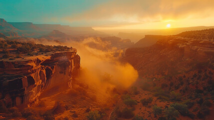 Panoramic Sunrise Over Canyon