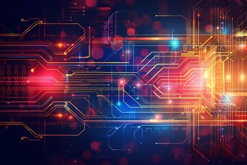 Obraz premium Abstract circuit lines and binary code technology background.