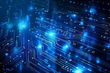 Fototapeta premium Abstract circuit lines and binary code technology background.