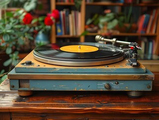 Retro-Inspired Vinyl Record with Colorful Dynamic Sound Waves and Bold Typography