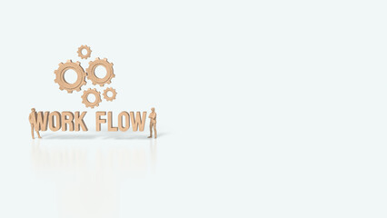 The Gear and work flow text for Business concept 3d rendering.