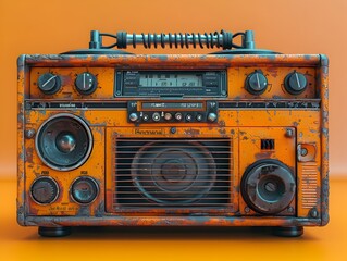 Fototapeta premium Retro-Inspired Pop Art Boombox with Bold Vibrant Graphic Design and Vintage Aesthetic