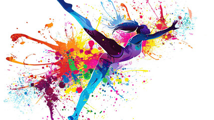 colorful vector illustration of gymnast, white background,