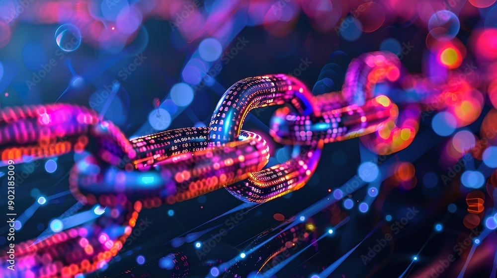 Aufkleber glorious blockchain blocks with nodes network concept connection and communication