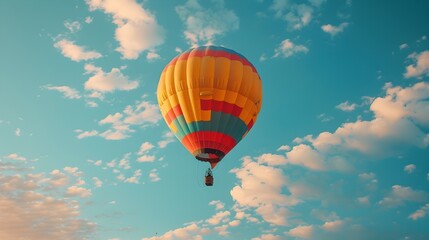 Fototapeta premium Colorful Hot Air Balloon Floating in Dreamlike Skies with Vibrant Patterns and Playful Scenery