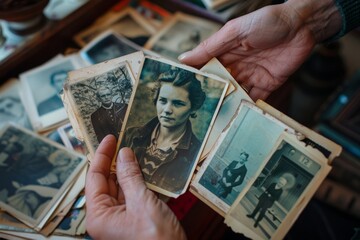 Vintage Photo Album Page with Woman in Jacket