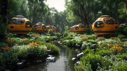 Smart Farm Drone Technology Fertilizing Lush Greenery Landscape