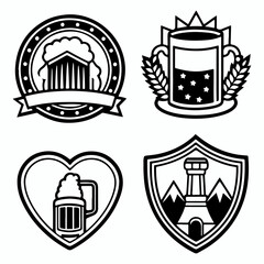 Set of Oktoberfest food and symbols Festival Elements silhouette with Beer fest round badges, oktoberfest festival vector design elements.
