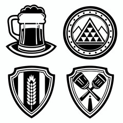 Set of Oktoberfest food and symbols Festival Elements silhouette with Beer fest round badges, oktoberfest festival vector design elements.
