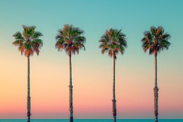 Obraz premium Palm Trees Silhouette at Sunset