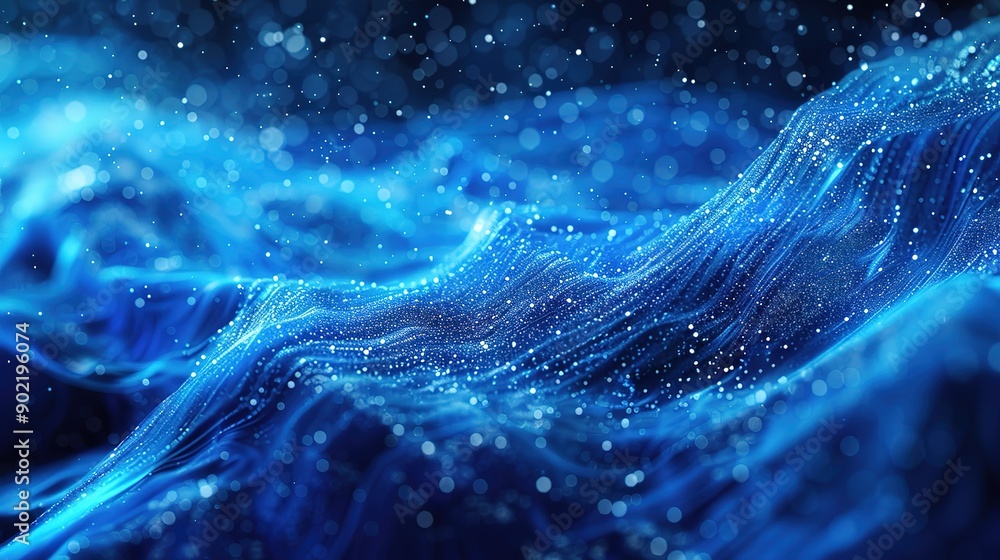 Poster amazing an abstract communications background with flowing cyber particles