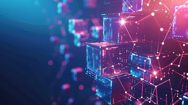 Amazing Decentralized economy Blockchain cryptography and cryptocurrency concept hologram