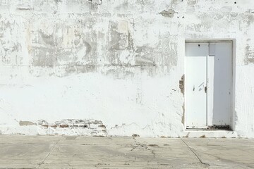 Old, Peeling Paint on White Wall with White Doorway
