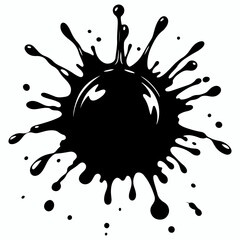 Set of water splashes or drops vector, black ink splatter, dirt stain spatter, spray, and boots silhouette. Natural black splash cascade vector.