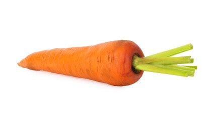 One fresh ripe carrot isolated on white