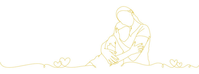 vector outline design, mother and child for mother's day, eps 8