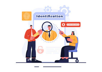 Identification Vector Illustration of an Identity Card with Photo, Document, and Information in a Face ID System on a Flat Style Cartoon Background