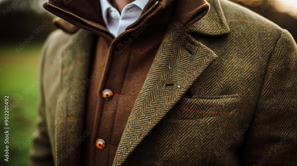 Wall mural menswear autumn winter clothing and tweed accessory collection in the english countryside, man fashi