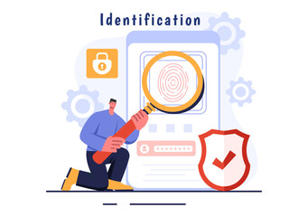 Identification Vector Illustration of an Identity Card with Photo, Document, and Information in a Face ID System on a Flat Style Cartoon Background