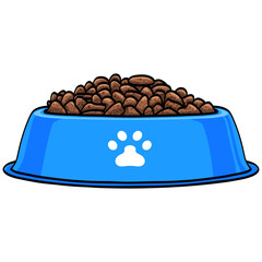 Cat Dog Pets Food Bowl Drawing Vector Illustration