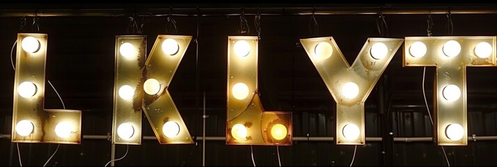 Illuminated Signage: Neon Letters in Bold Yellow Font