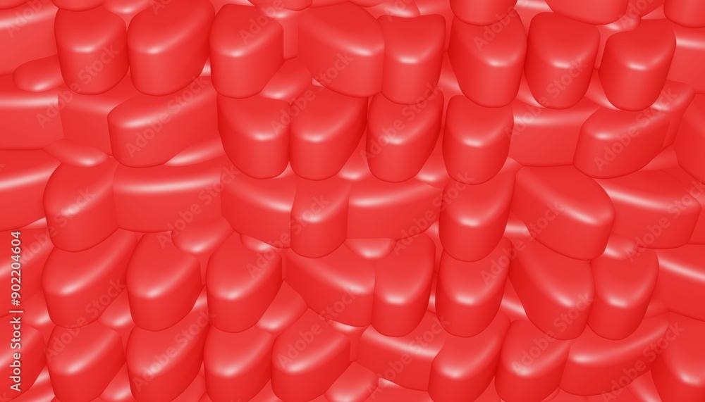 Poster 3d red render background with abstract shape and glossy effect.