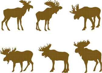 Fototapeta premium Sketch vector illustration silhouette design animal image of deer with artistic long antlers 