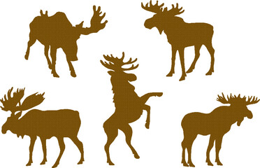 Sketch vector illustration silhouette design animal image of deer with artistic long antlers