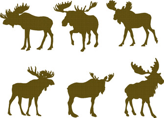 Sketch vector illustration silhouette design animal image of deer with artistic long antlers