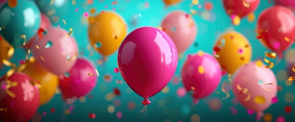Close-Up Of A Birthday Balloon, Adding A Festive Touch To The Background
